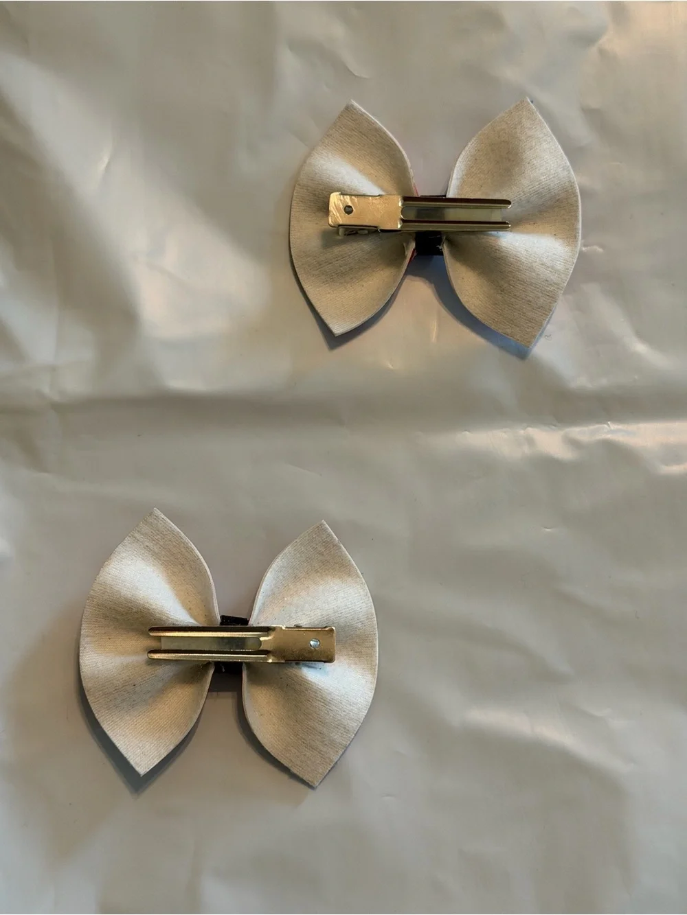 Kids Heart Print White and Red Bow Hair Clips